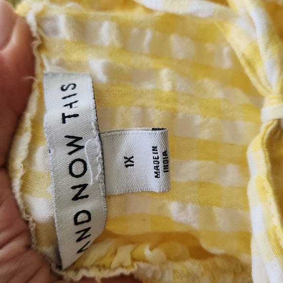 And Now This Dress Milkmaid Cotton Lace-up-Back Puffed Sleeves Tiered Gingham 1X - Picture 11 of 15